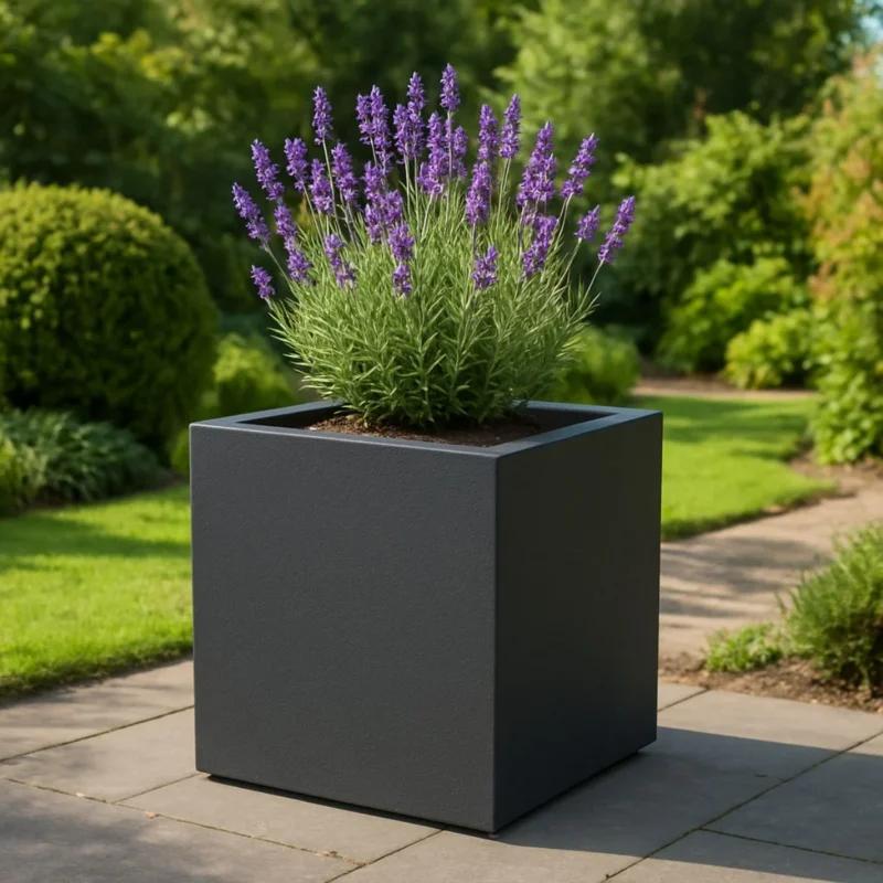 GARDRA Polyester plantenbak 70x70x70 cm - Zwartgrijs (RAL 7021) - Doika - Plantenbak - GARDRA - - DOIKA-AP-04-RAL-7021