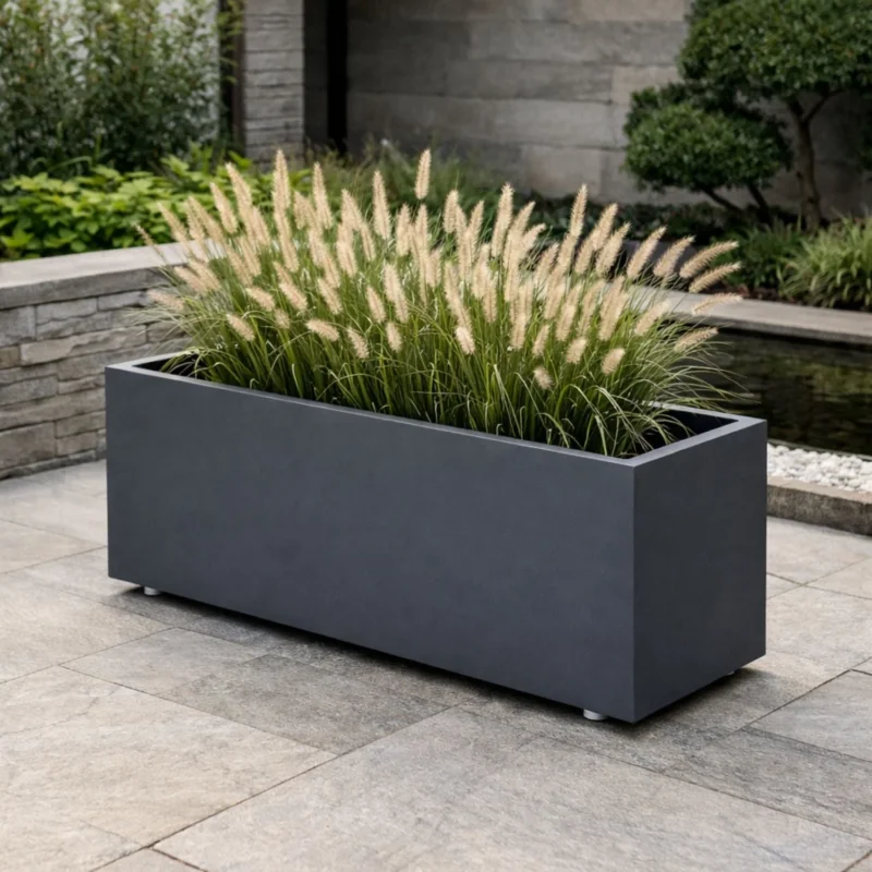GARDRA Polyester plantenbak met wielen 100x40x40 cm - Zwartgrijs (RAL 7021) - Doika - Plantenbak - GARDRA - -