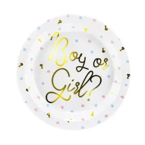 Gender Reveal Borden 23cm 6st van Partydeco koop je bij Partywinkel