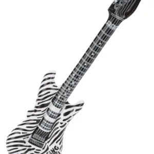 Guitare rock gonflable zébrée pour adulte noir et blanc