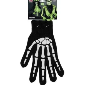 Halloween Handschoenen Zwart Wit Skelet Glow In The Dark van Widmann koop je bij Partywinkel