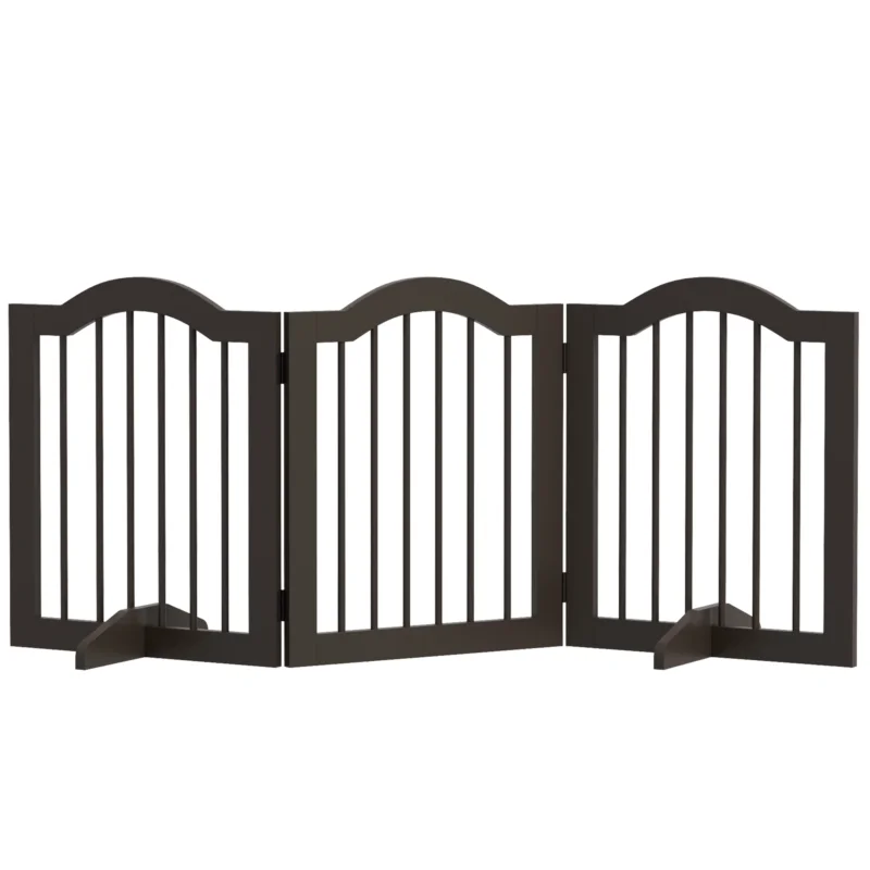 easycomfort easycomfort cancellino per cani pieghevole a 3 sezioni in legno 154 5x29 5x61cm caffe
