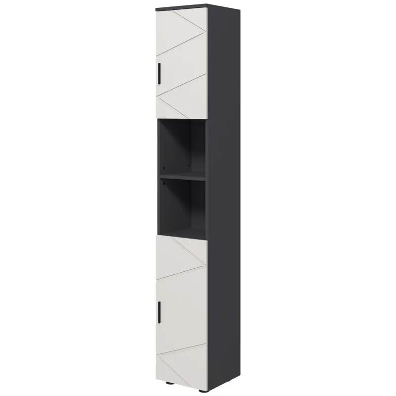 easycomfort easycomfort colonna bagno in truciolato con 2 ripiani aperti e 2 armadietti a 2 livelli 30x30x183 cm grigio