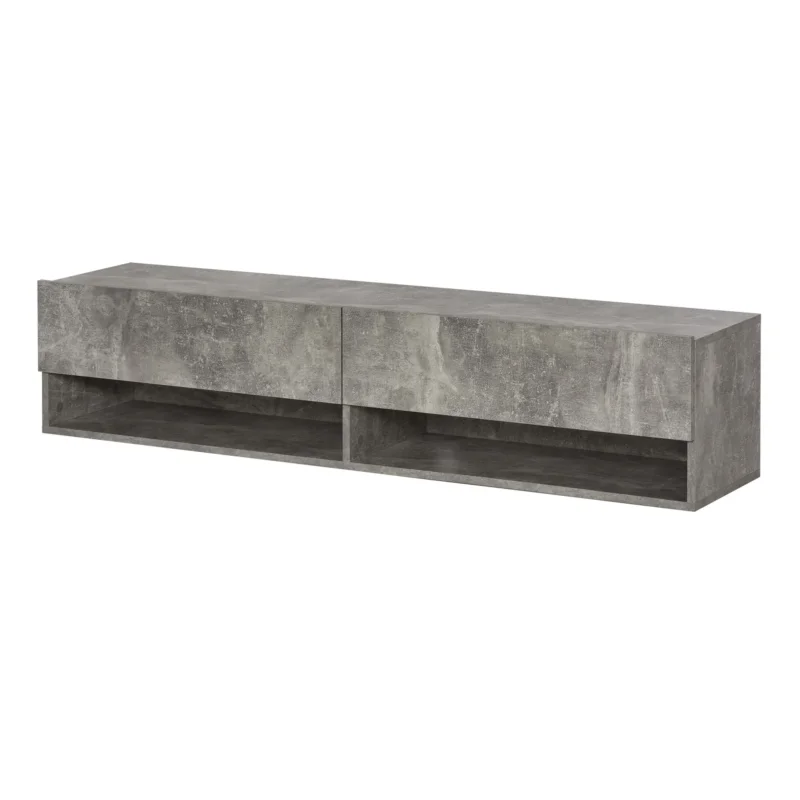 easycomfort easycomfort mobile porta tv sospeso con 4 vani e 2 ante a ribalta consolle per tv fino 60e fori per cavi grigio 140x32x31cm ean 8054111846400
