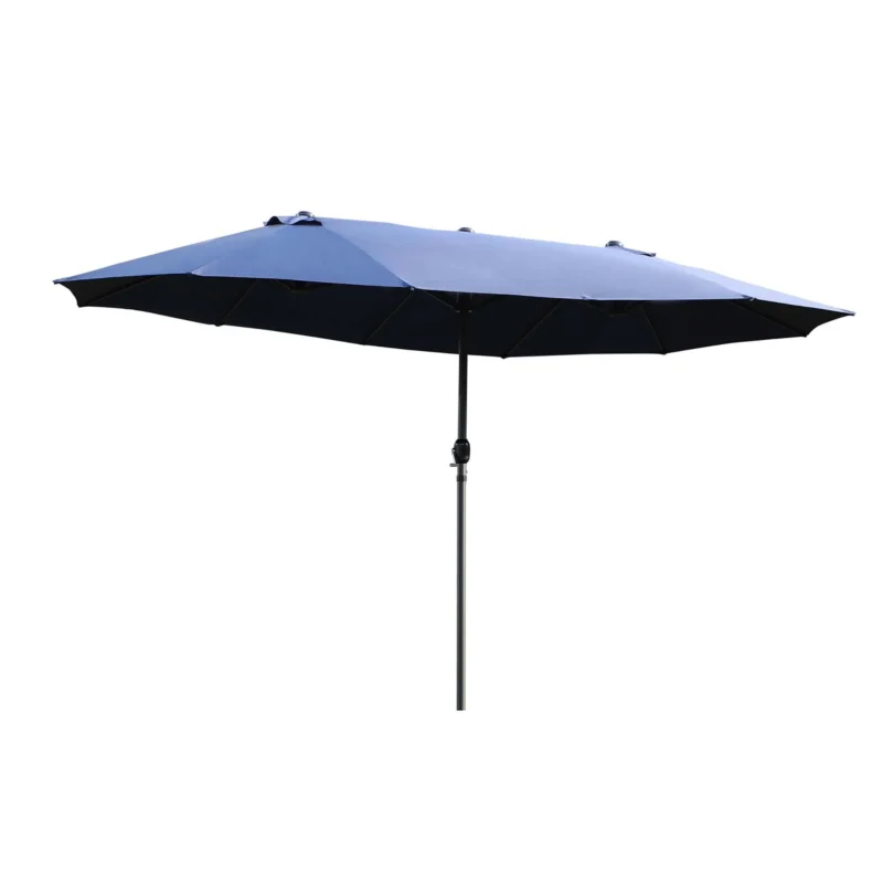 easycomfort easycomfort ombrellone da giardino doppio con apertura a manovella acciaio e poliestere 460x270x240 cm blu
