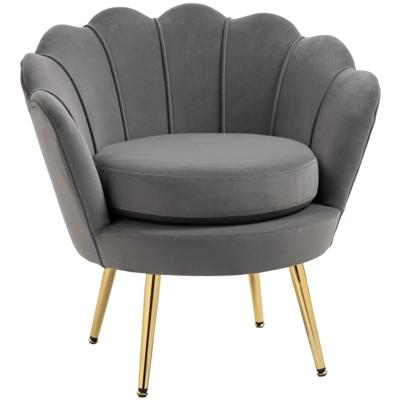 easycomfort easycomfort poltrona a conchiglia poltroncina vintage poltroncina da camera e salotto design elegante con schienale alto 76x67x74cm grigio