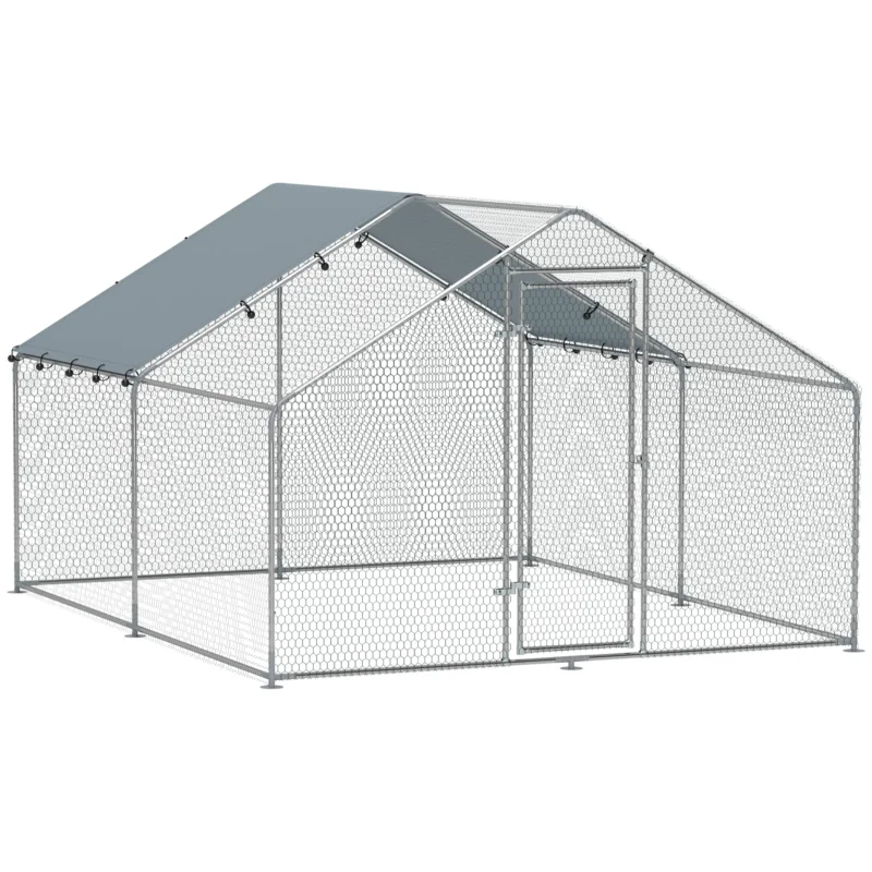 easycomfort easycomfort recinto per galline da 10 2m per 10 15 galline con tetto impermeabile in acciaio e tessuto 3x3 4x1 9 m argento