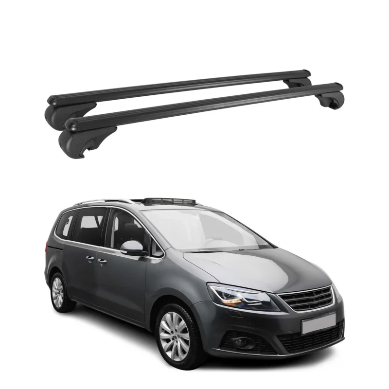 Dachträger für Seat Alhambra 2010-2020 Gepäckträger Grundträger Alu Schwarz 2x