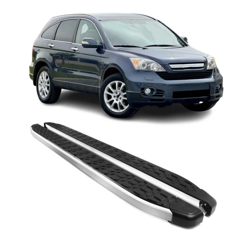 Alu Trittbretter Seitenschweller für Honda CR-V III 2007-2012 Schwarz Silber 2x