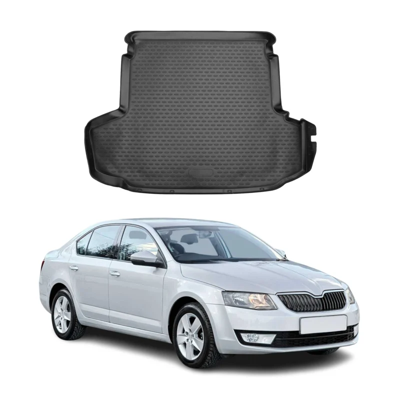 Kofferraummatte Kofferraumwanne für Skoda Octavia 2017-2019 Gummi TPE Schwarz