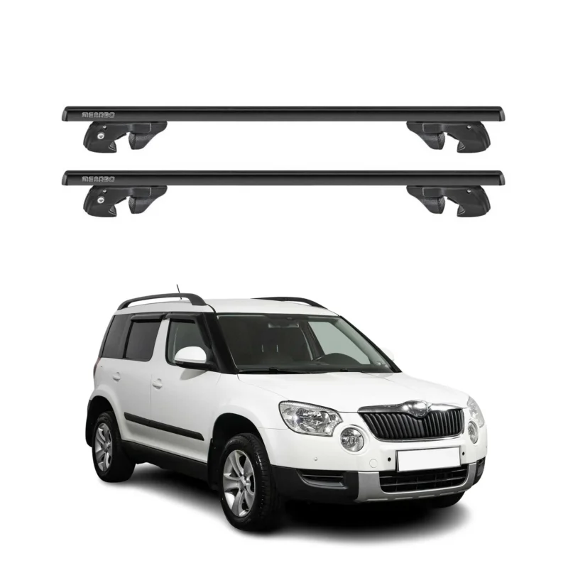 Dachträger Grundtäger für Skoda Yeti / Yeti Outdoor 2009-2017 Alu TÜV Schwarz 2x
