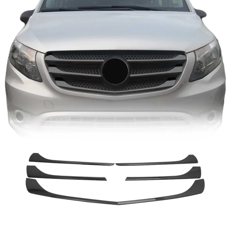 Kühlergrill Leiste Grillleisten für Mercedes Vito W447 2014-2019 Chrom Dunkel 5x