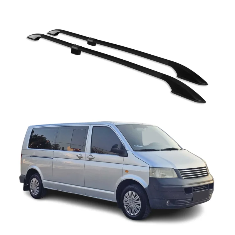 Dachreling für VW T5 T6 Transporter Multivan Caravelle 2003-2024 L2 Alu Schwarz