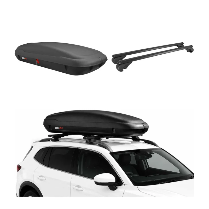 Carbonlook Dachbox 400L + Alu Dachträger VW Tiguan II 2016-2023 Schwarz