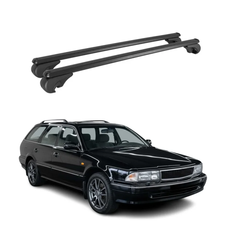 Dachträger Grundträger für Mitsubishi Sigma Kombi 1991-1996 Aluminium Schwarz 2x