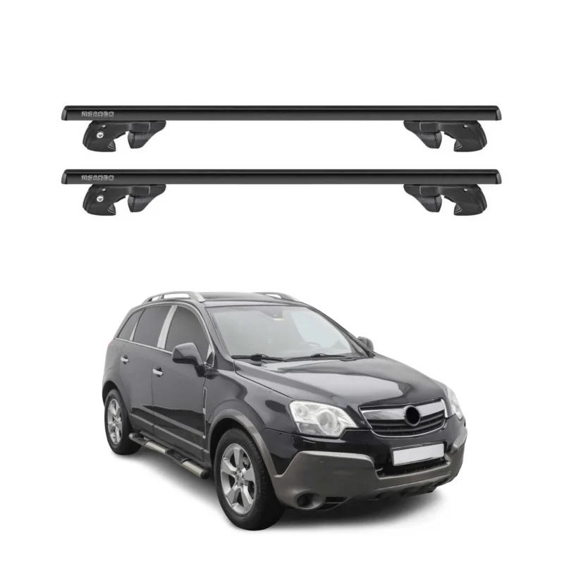 Dachträger Grundtäger für Opel Antara 2006-2015 Aluminium 90kg TÜV Schwarz 2tlg