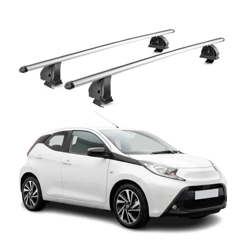 Alu Dachträger für Toyota Aygo X 2022-2026 TÜV T-Nut Abschließbar 2tlg Silber