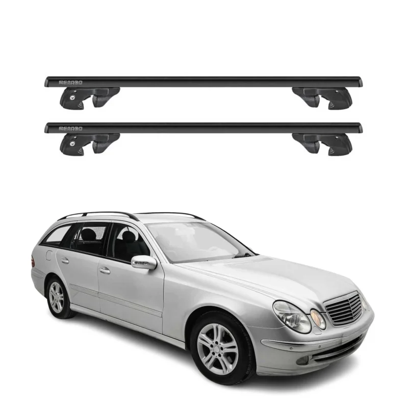 Dachträger für Mercedes E Klasse S211 Kombi 2004-2009 Alu 90kg TÜV Schwarz 2tlg
