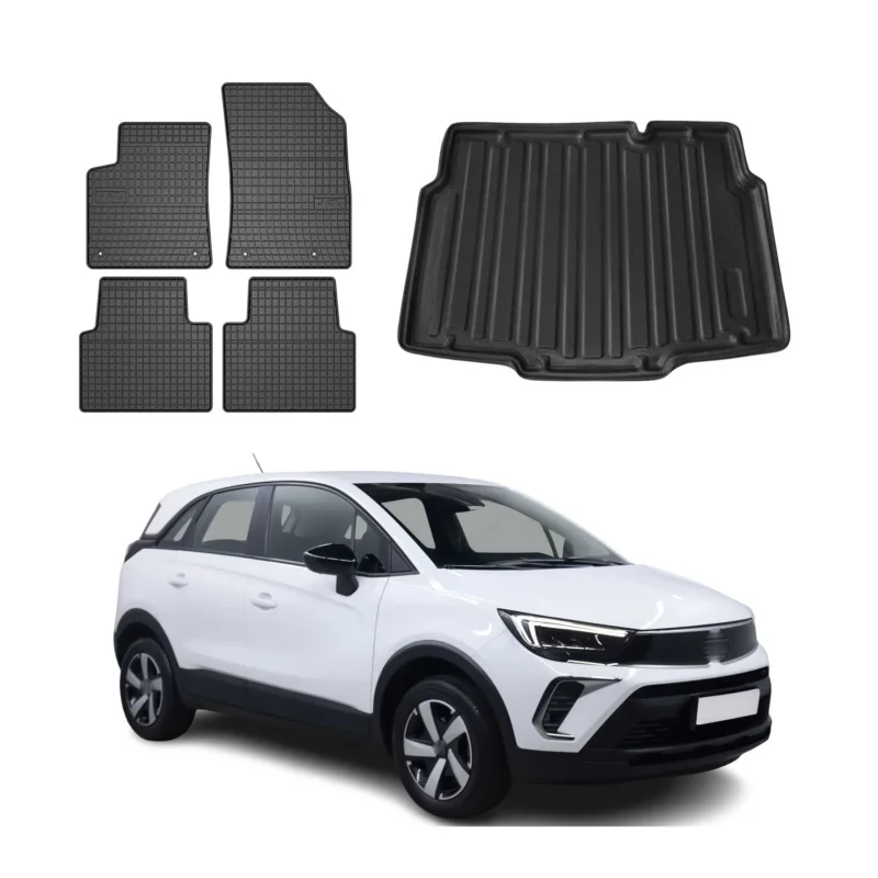 Fußmatten & Kofferraumwanne Set für Opel Crossland 2017-2024 Gummi 5x