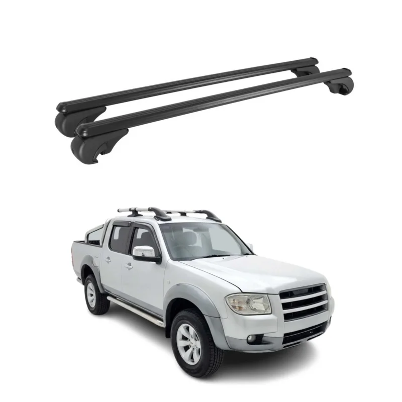 Dachträger Grundträger für Ford Ranger II 2006-2011 TÜV Aluminium Schwarz 2tlg