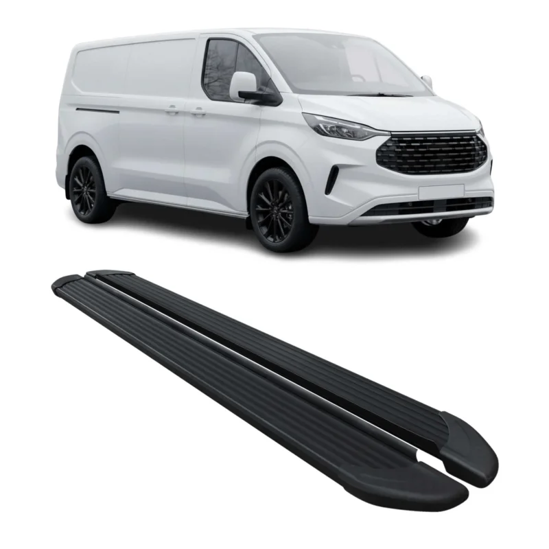 Trittbretter Seitenschweller für Ford Tourneo Custom 2023-2026 L2 Alu Schwarz 2x