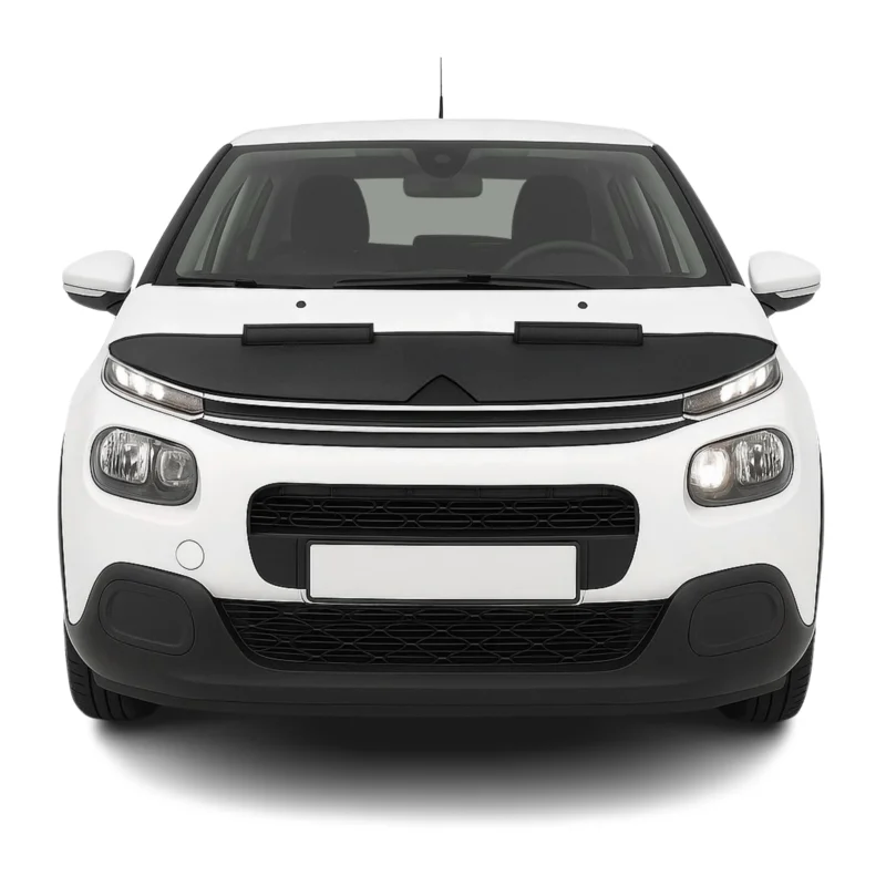Haubenbra Steinschlagschutz Bonnet Bra für Citroen C3 2016-2024 Schwarz Halb