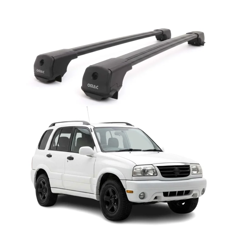 Dachträger Grundträger für Suzuki Grand Vitara 1998-2005 Aluminium Schwarz 2tlg