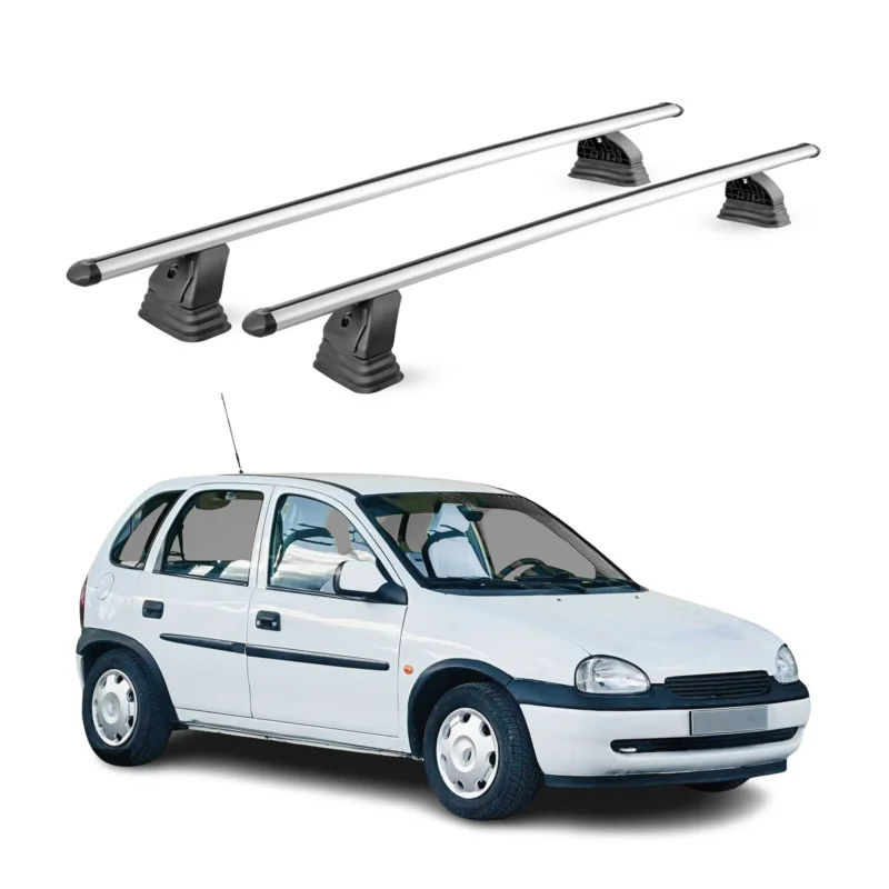 Alu Dachträger für Opel Corsa B 1993-2000 Schrägheck Kombi TÜV T-Nut 2tlg Silber