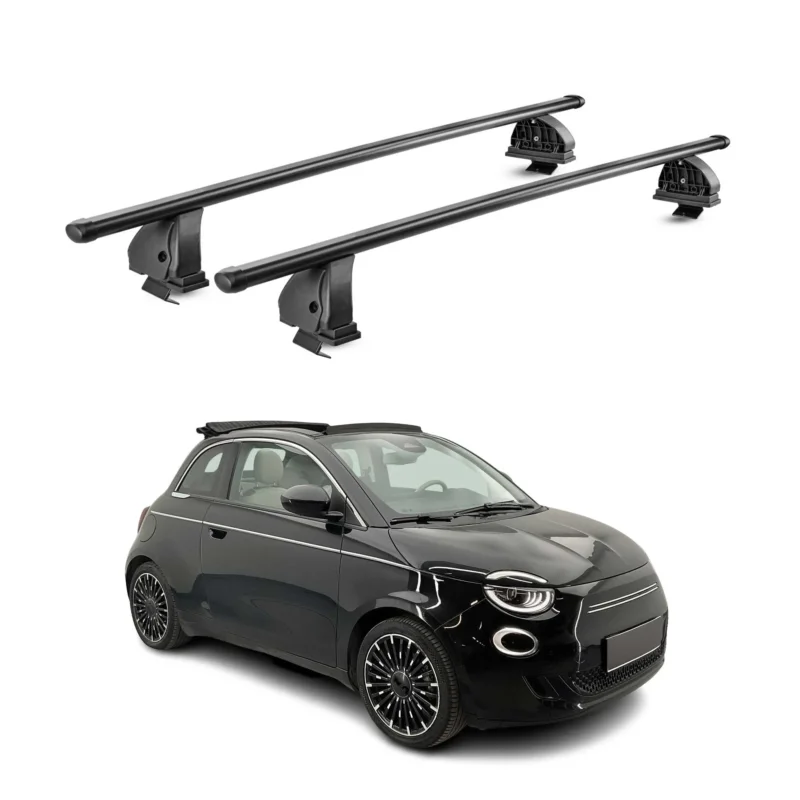 Stahl Dachträger für Fiat 500e 2020-2026 TÜV Abschließbar 75 kg 2tlg Schwarz
