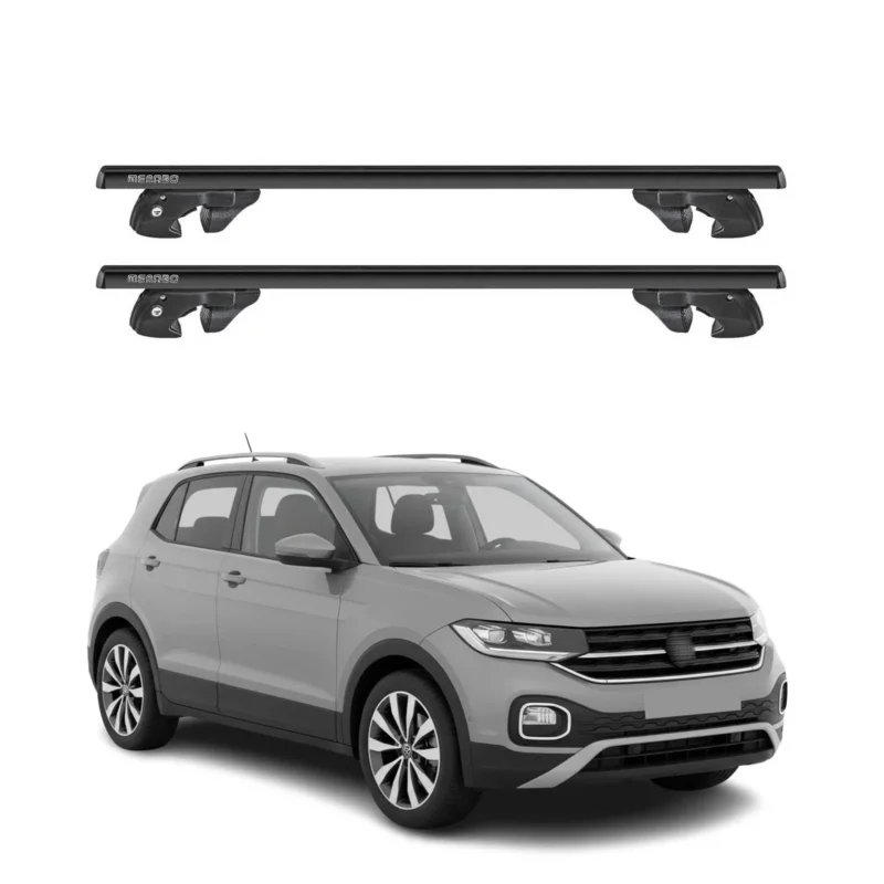 Dachträger Grundtäger für VW T-Cross 2019-2026 Aluminium 90kg TÜV Schwarz 2tlg