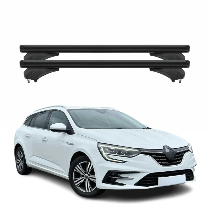 Menabo Dachträger für Renault Megane IV Grandtour 2016-2022 Aluminium Schwarz 2x