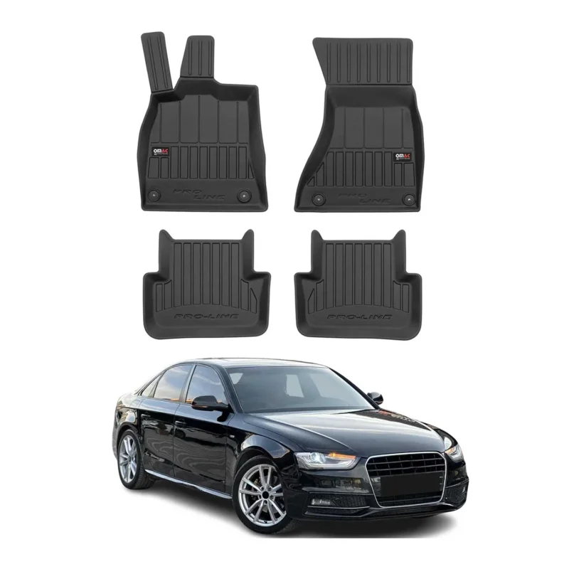 OMAC Gummi Fußmatten für Audi A4 B8 Limo Avant Allroad 2009-2016 Premium TPE 4x
