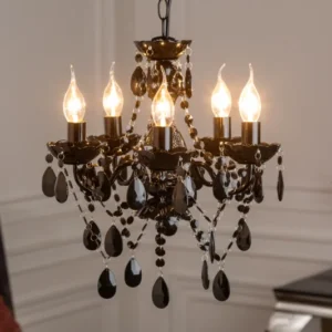 Eleganter Kronleuchter DIAMONDS S 40cm schwarz Acryl 5-armig Barock Design