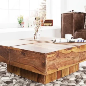 BOLT Massiver Design Couchtisch 70cm Sheesham stone finish Handarbeit