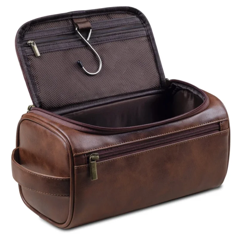 ReisTrek Luxus Tasche – Leder Kulturbeutel mit wasserdichter Innenauskleidung und YKK-Reißverschlüssen | Karnz
