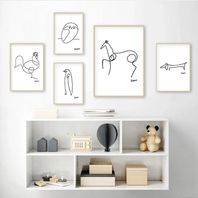 Tierskizzen - Leinwand Wandkunst Gemälde