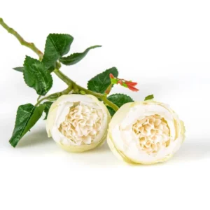 Roses artificielles sur tige pour décoration blanches en lot de 2