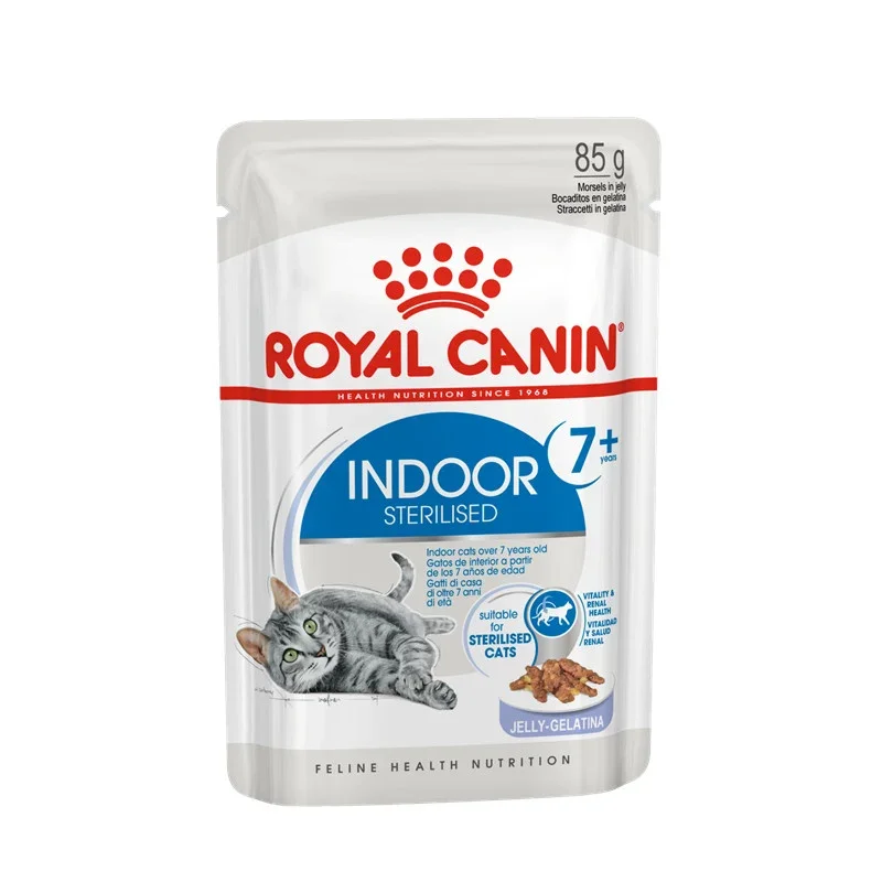Royal Canin Indoor 7+ Sterilised cat food pouch in jelly, 85g