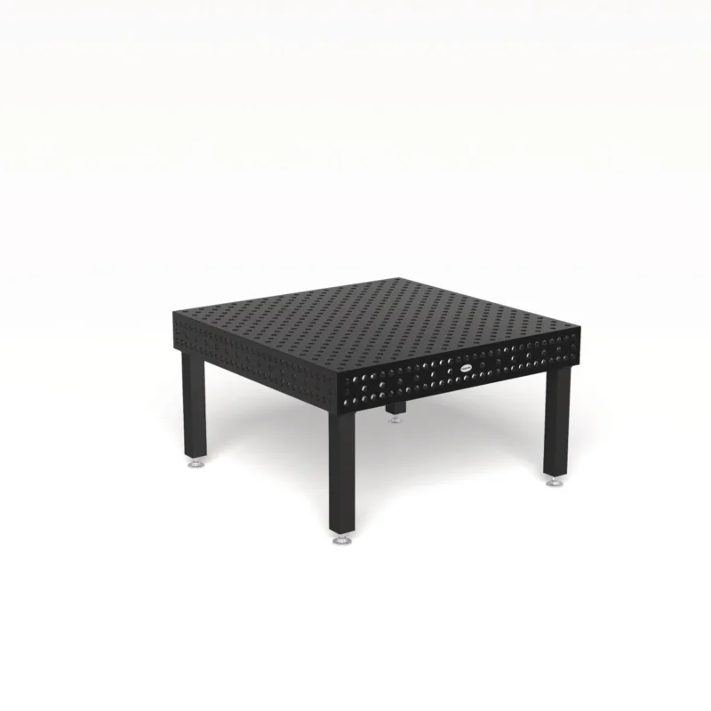 Produktansicht von Siegmund Schweißtisch 1500 x 1500 x 200 mm Professional Extreme 8.7 System 28 Plasmanitriert, Diagonalraster höhenverstellbar 550-750 mm mit Lenkrolle und Feststellbremse