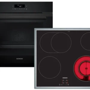 Siemens Set PQ223EA00Z Pyrolyse Backofen Deep black inox HB271ABB3 + Glaskeramikkochfeld autark ET645BNA1E