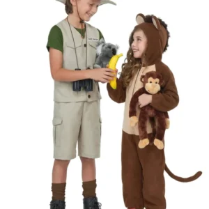 Abenteurer und Affe Partnerkostüm für Kinder
