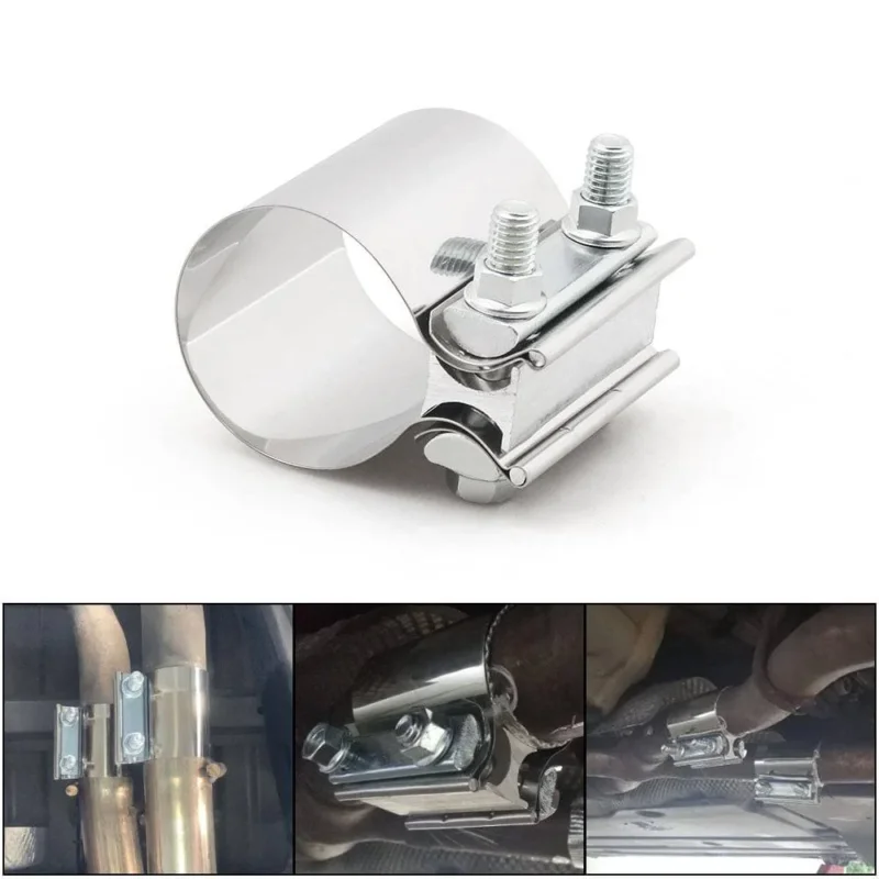 VCTparts Uitlaatklem 3inch 78mm Mof Adapter Koppelstuk - Universeel RVS T304 met Stootvoeg Beugel NORGOS 1