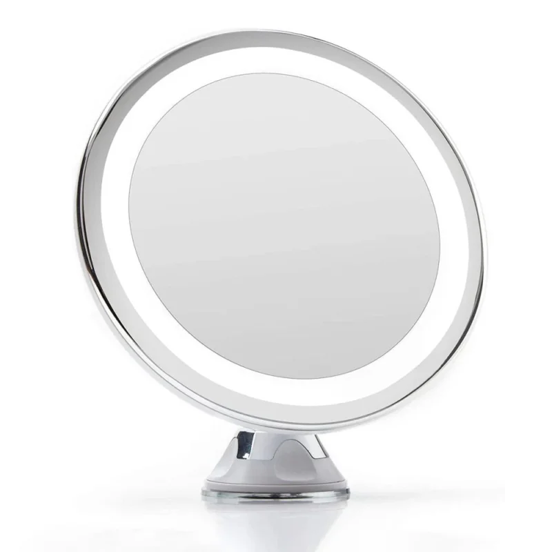 UNIQ Rundspiegel mit LED-Beleuchtung und Saugnapf x10 Vergrößerungsspiegel – Weiß – | Fashiongirl