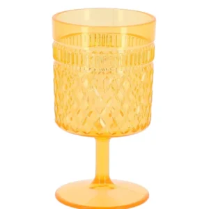 Verre à pied en plastique orange avec motifs en relief