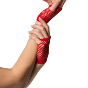 Vingerloze Handschoenen Kort Visnet Rood van Partychimp koop je bij Partywinkel