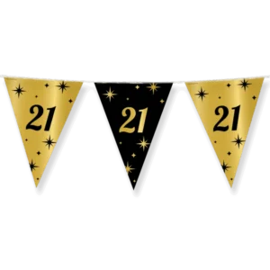 Vlaggenlijn 21 Jaar Goud Zwart 10m van Paper Dreams koop je bij Partywinkel